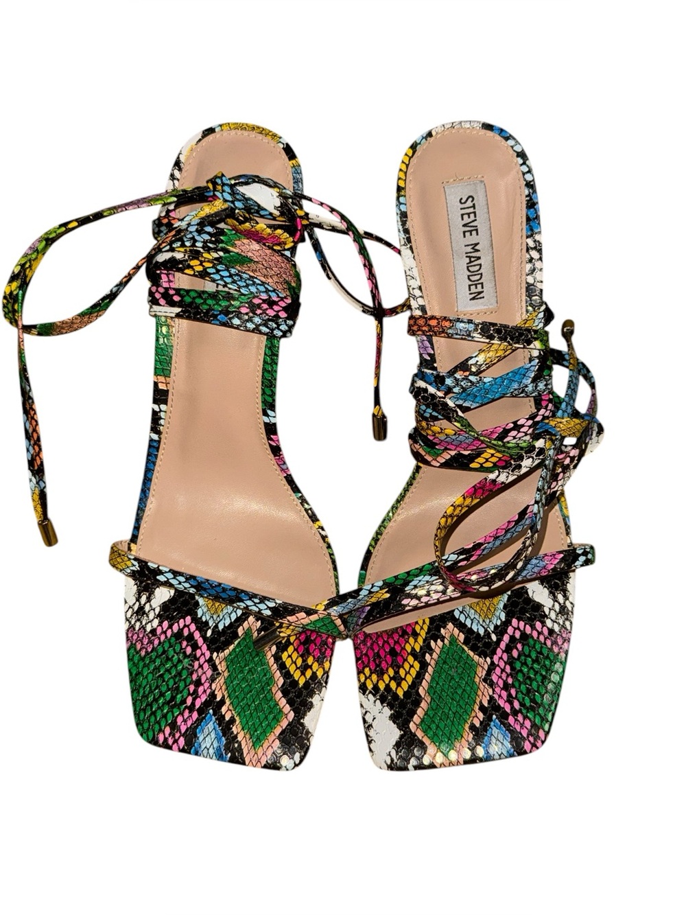 Steve Madden Uplift Lace-Up Snake Print Heels | Women’s Size 10 | Preowned